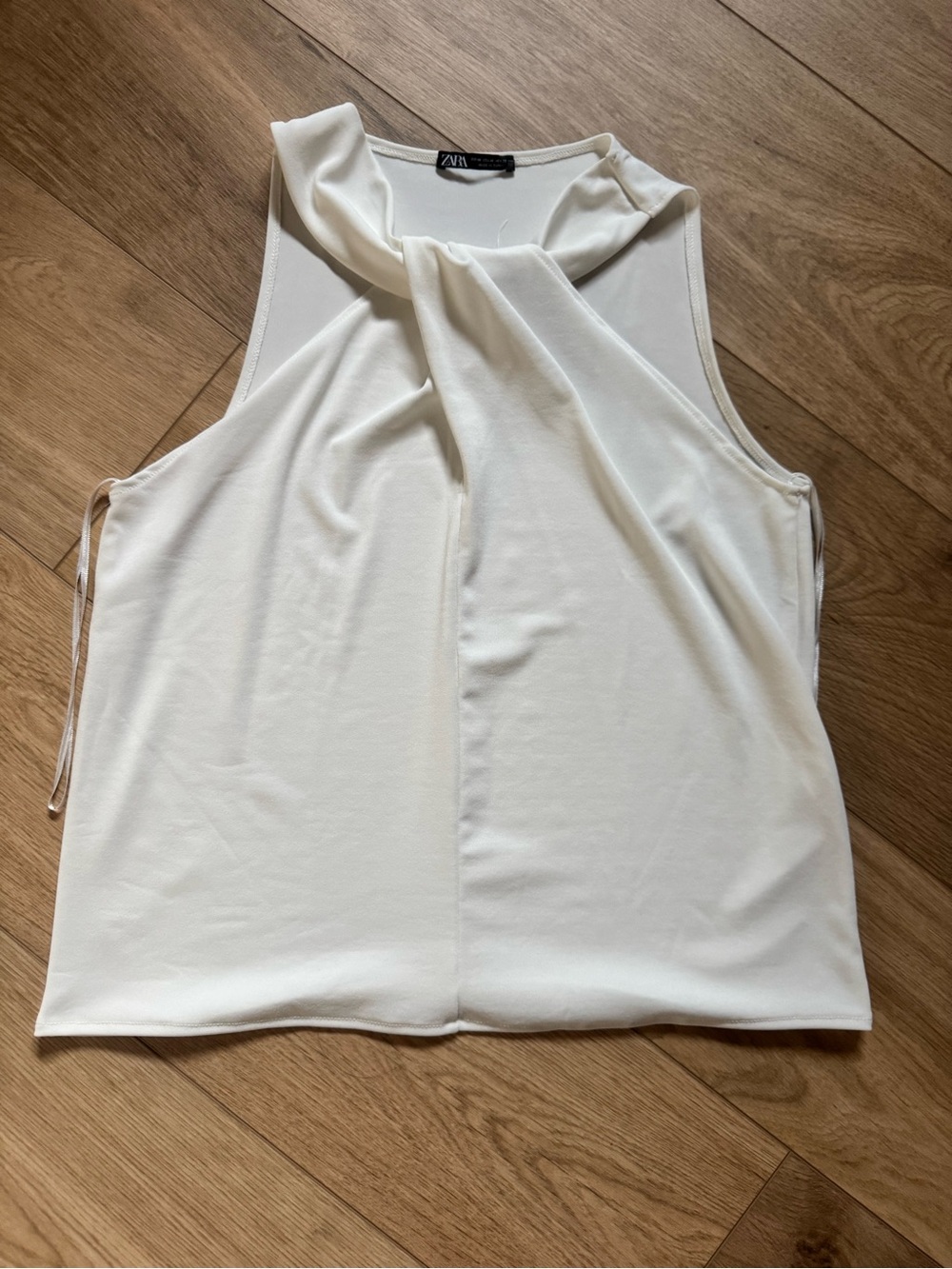 Zara Cream Twist-Neck Sleeveless Tank